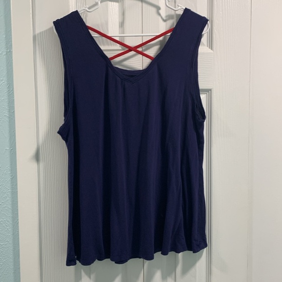 Charming Charlie Blue Tank with Red Crossback - Picture 2 of 3